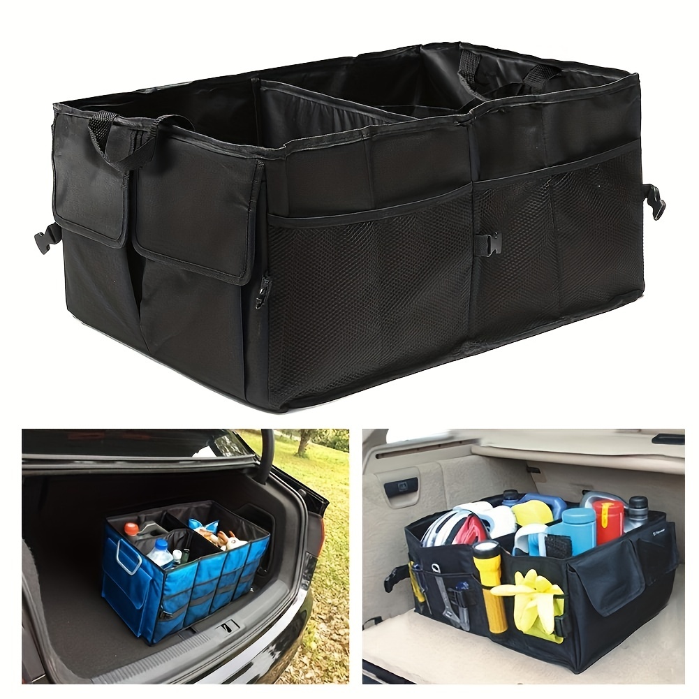 Zusammenklappbarer Mehrzweck-Kofferraum-Aufbewahrungsorganisator mit  Deckel, tragbare Autotasche zum Verstauen und Aufräumen, PU-Lederbox
