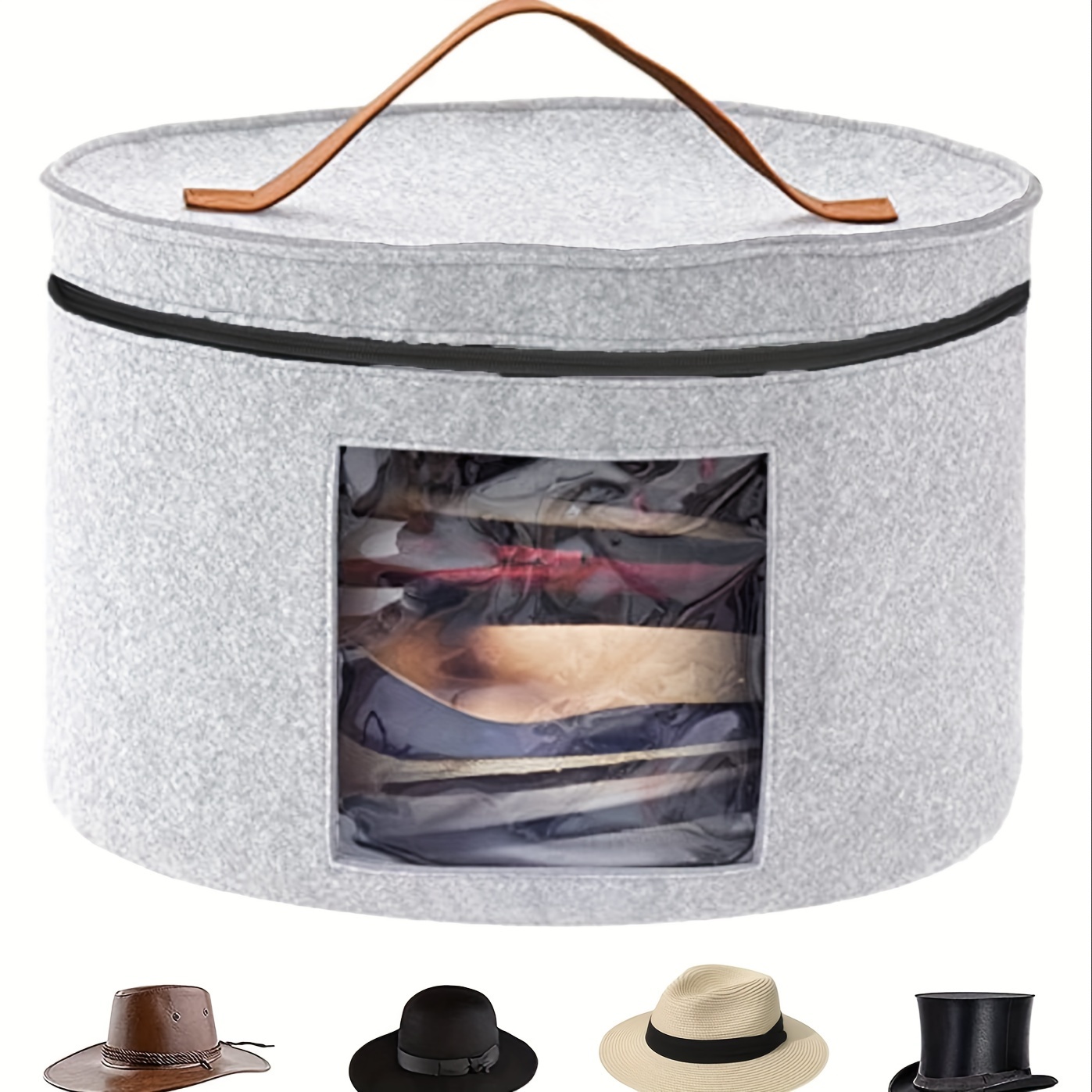 Munskine Hat Boxes for Women Storage & Men Foldable Hat Storage Boxes - Large Capacity Storage Box with Lids Round Box with Dustproof Lid Toy
