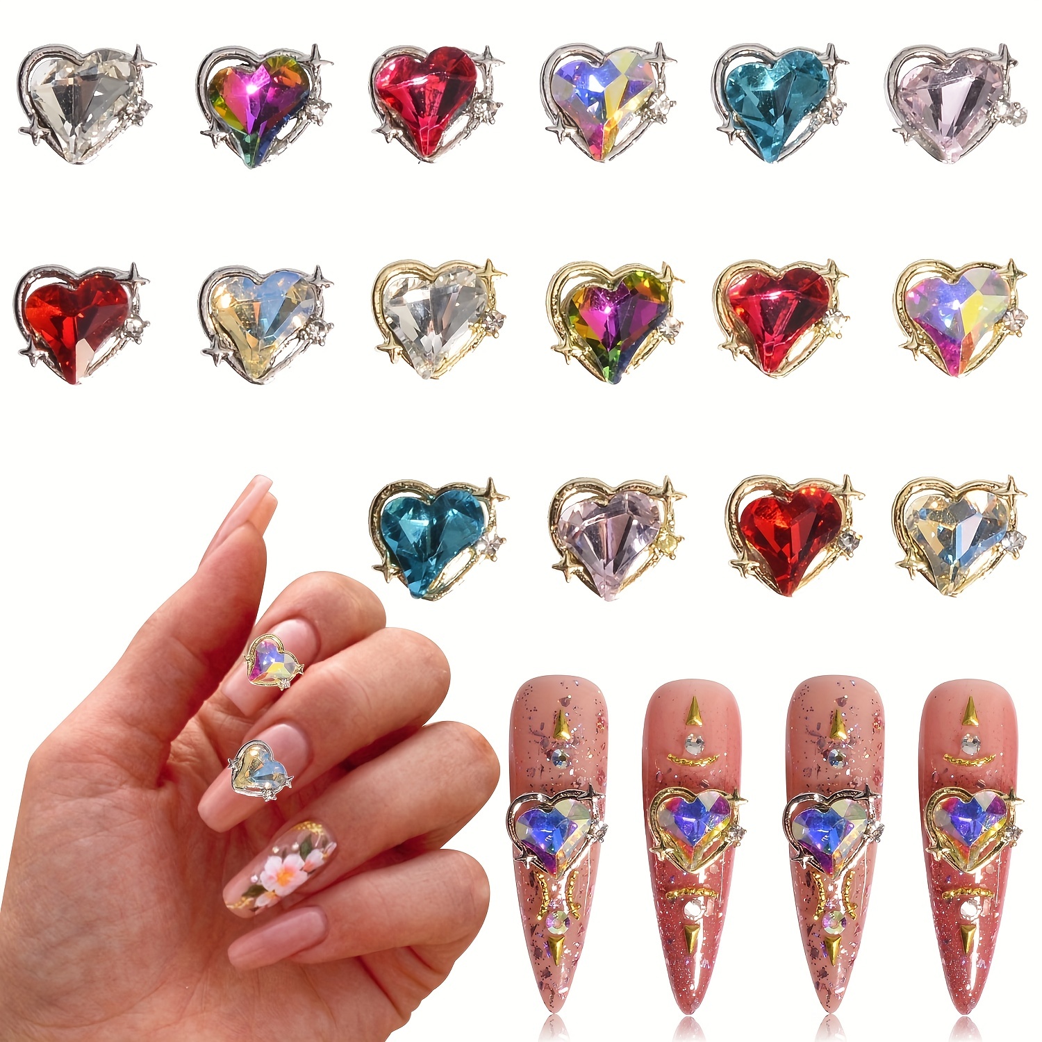 36 Pieces 3D Heart Nail Charms for Nail Heart Nail Rhinestone Decals Love  Crystal Nail Charms Diamond Alloy Nail Gems Decorations for Women Girls  Valentine's Day (Natural Style) : Beauty & Personal Care 
