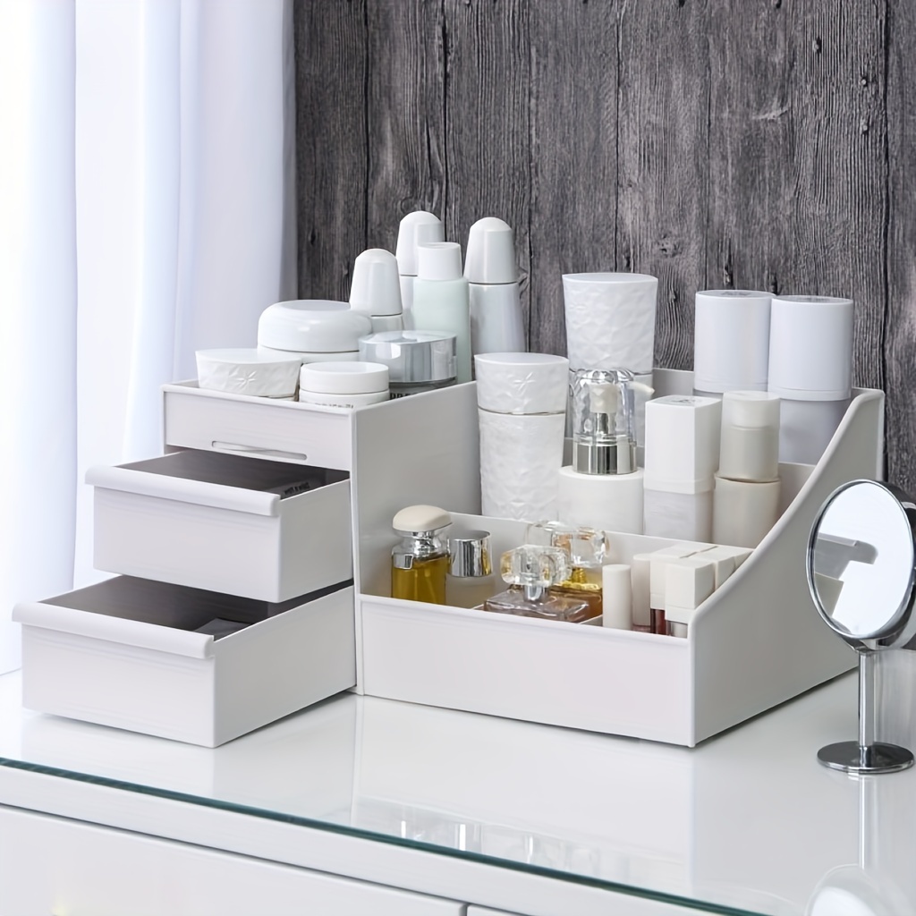 3-drawer Plastic Storage Organizer Stackable Desktop Organization Drawers  Set For Makeups, Dental Supplies, Hair Care, Bathroom, Dorm, Desk, Vanity,  O