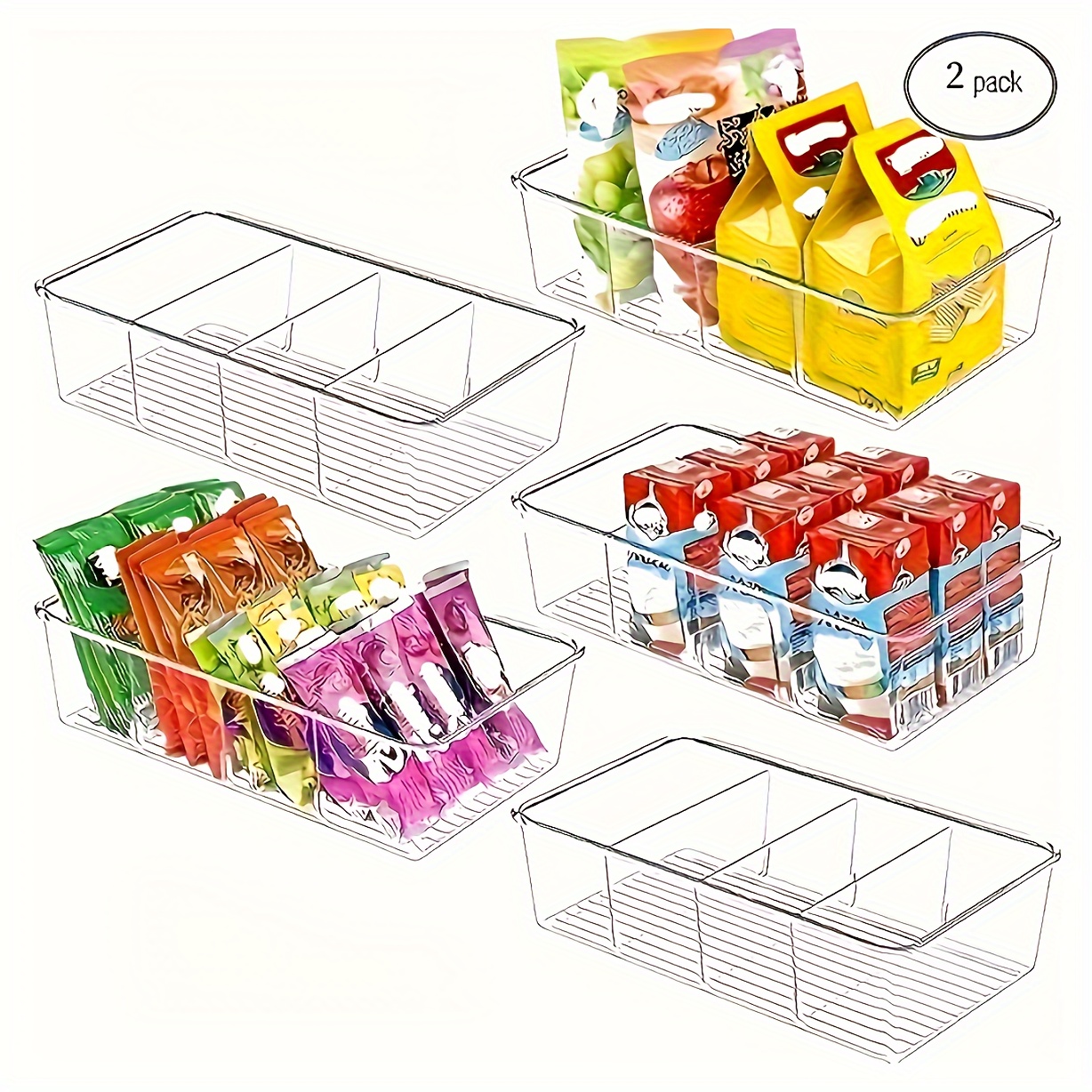 MDesign Plastic Kitchen Pantry/Cabinet Storage Bin w/Handles - 8 Pack -  Clear