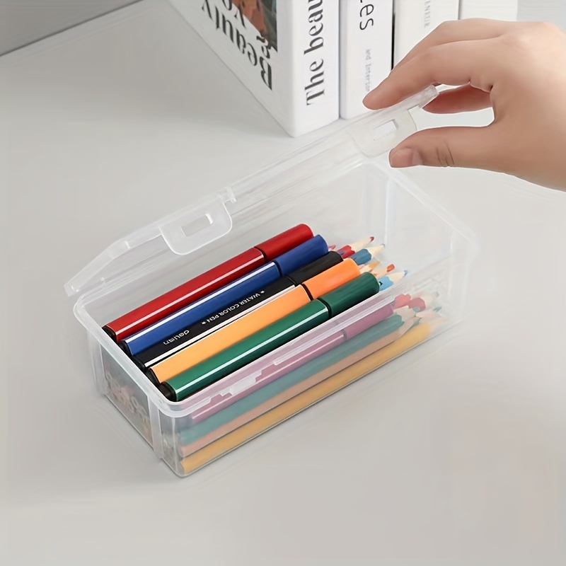 Blue Summit Supplies Colorful Glitter Plastic Pencil Boxes, Translucent Pencil Boxes for School, Crayon and Marker Organizer Box