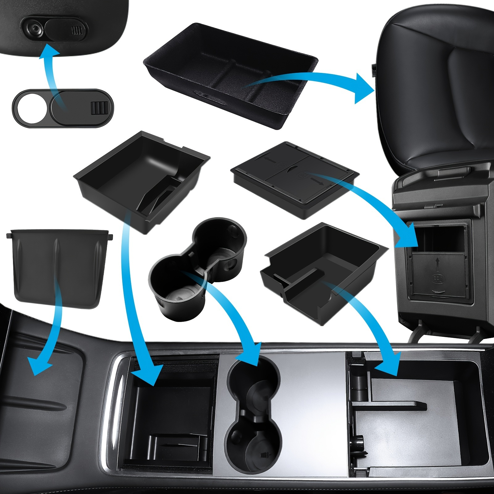 SSIMOO Doppelschicht Mit USB Auto-Armlehnen-Aufbewahrungsbox Armlehnenbox  Auto-Nachrüstung Innenausstattung Für Toyota Für Aqua Geländer (Color : A  Style Black line): : Auto & Motorrad