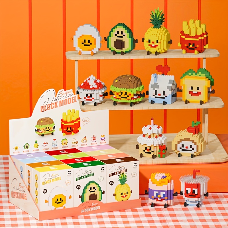 Mini Blocks Moc Comida rápida Hamburguesa Helado Papas fritas Bloques de  diamantes DIY Puzzle Asamblea Ornamento Juguetes para niños Regalo navideño