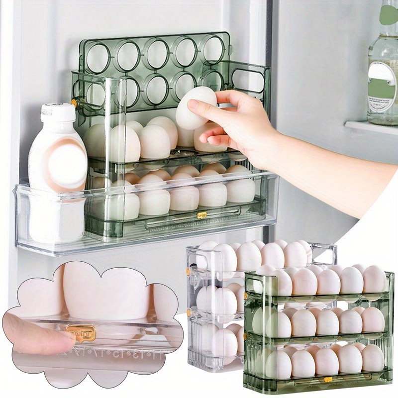 Comprar Caja de almacenamiento de huevos, organizador para refrigerador,  contenedores de alimentos, estuche protector para huevos frescos, bandeja  dispensadora, cajas de almacenamiento de cocina