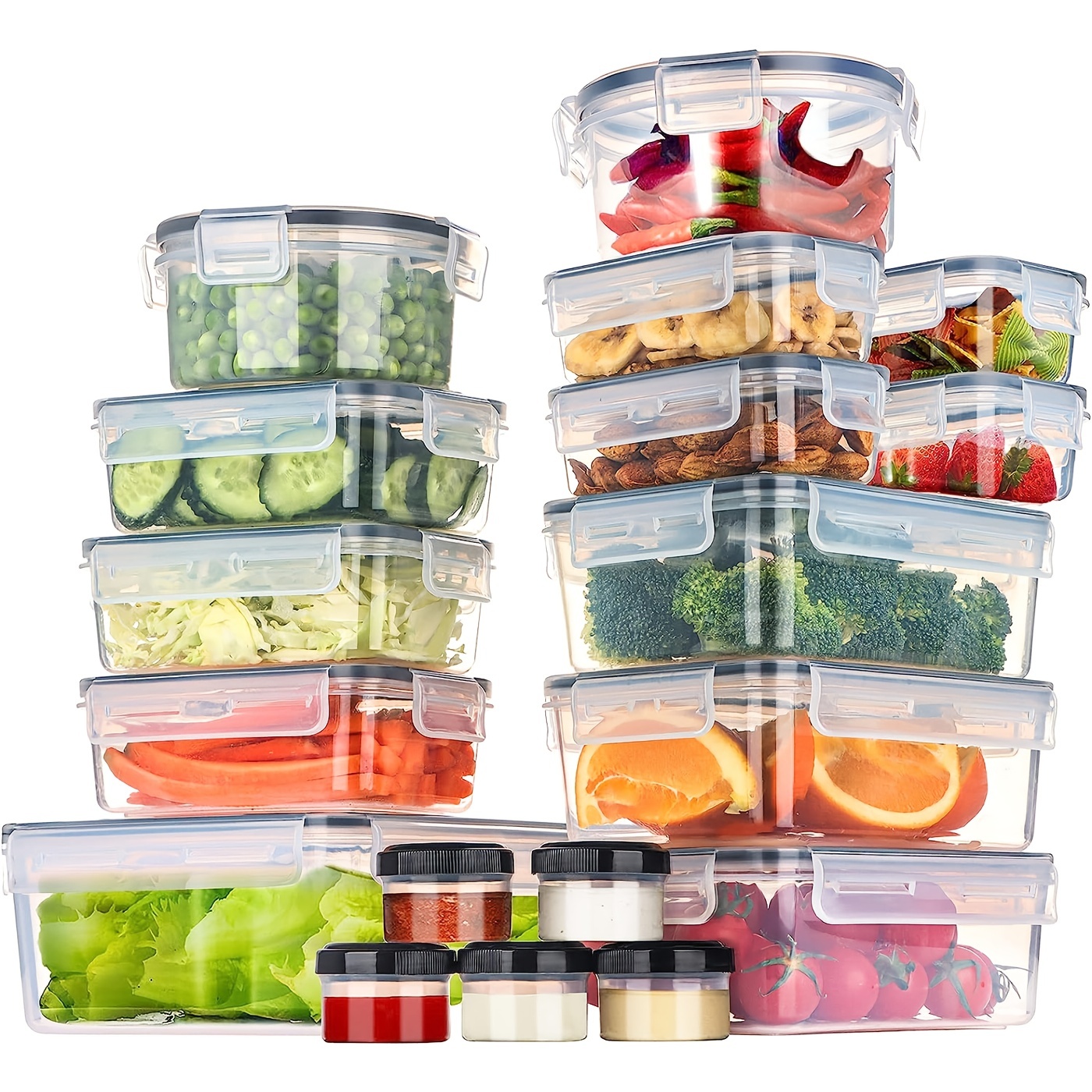 Large Fruit Vegetable Storage Container with Folding Lids,3 Pack Produce Saver with Vents Stackable Fridge Drawers Organizer Salad Lettuce Keeper