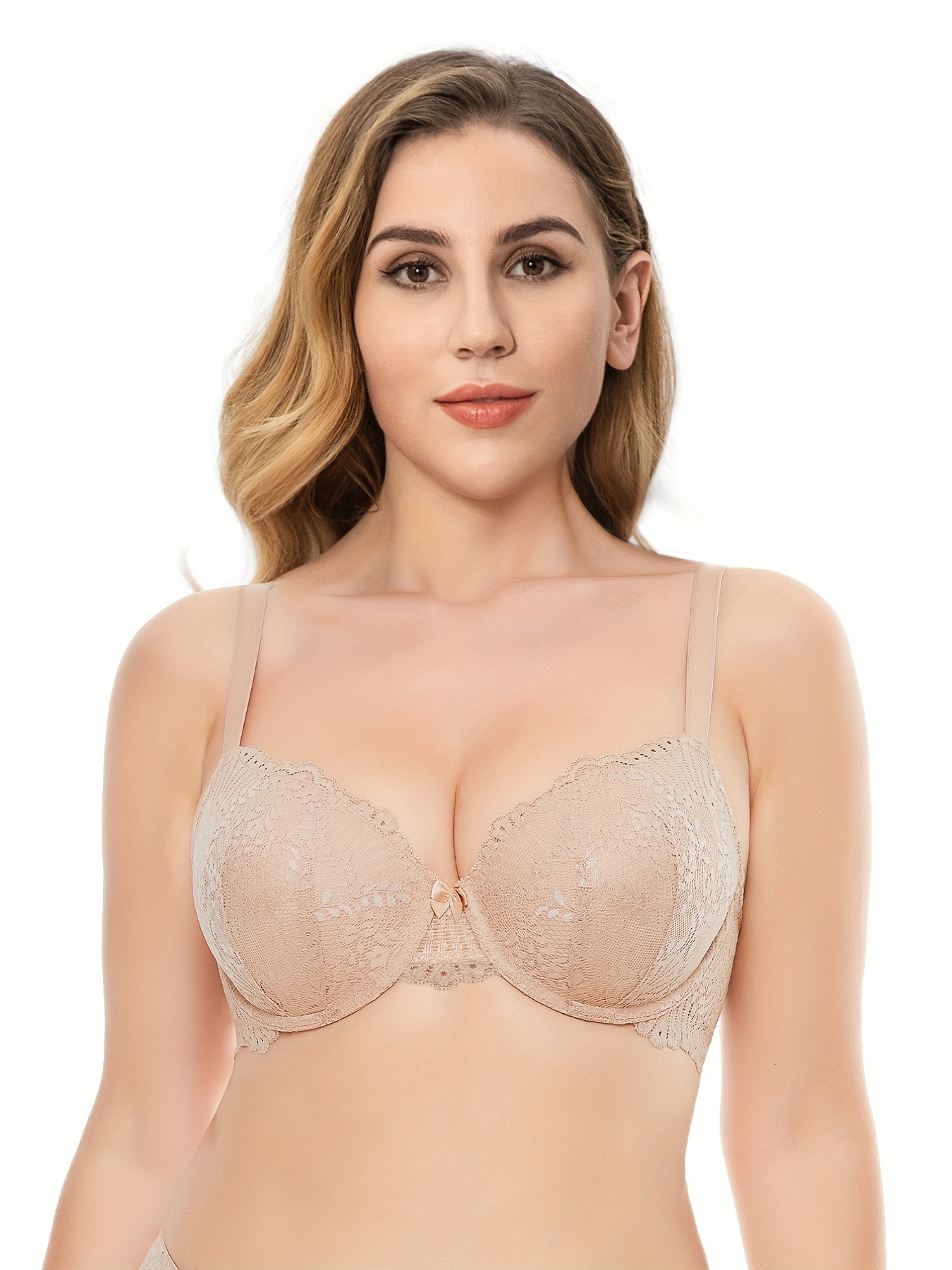 Women's Underwire Padded Bra Letter Printed Push-Up Bra Comfortable  Everyday Bra with Convertible Straps 