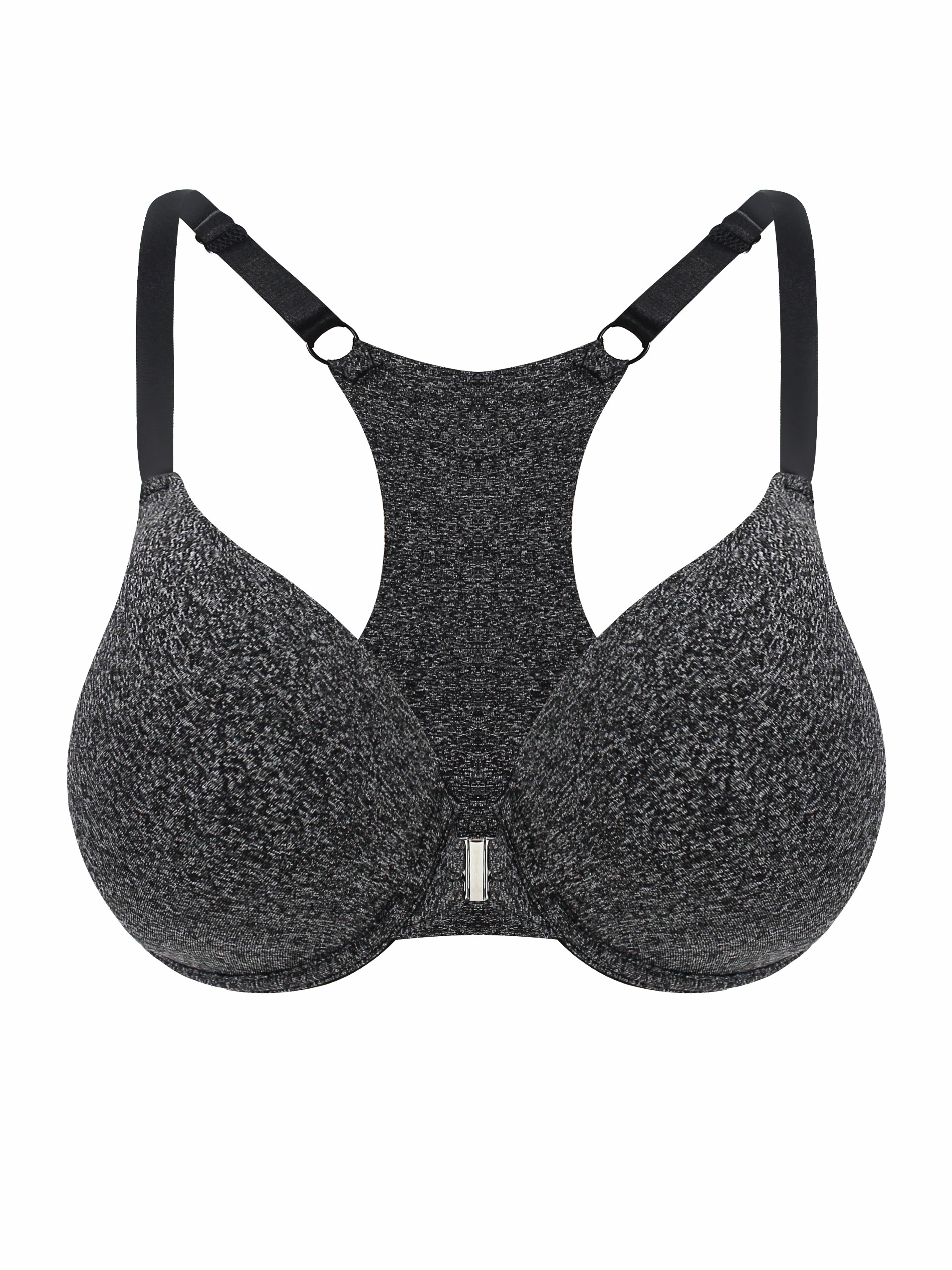 30C Women's Front Closure Lace Padded Push Up Underwire Racerback and T-Back  Bras Black at  Women's Clothing store