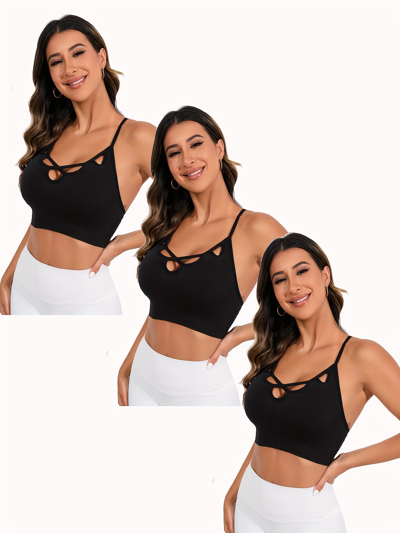 Black Criss Cross Front Sexy Sports Bra Sleeveless High - Temu Canada