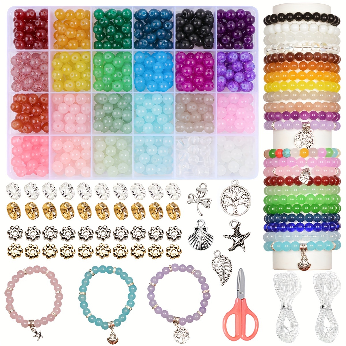 Cute Acrylic Beads Diy Bracelet Making Kit Girls Colorful - Temu