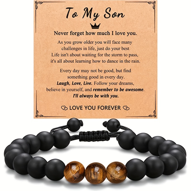 Initial Beaded Bracelets for Men, 8mm Tiger Eye Lava Rock Stone Handmade  Mens Letter Obsidain Bracelet Stress Relief Yoga Beads Bracelets Adjustable  Anti Anxiety Bracelets for Men Women Jewelry Gifts 