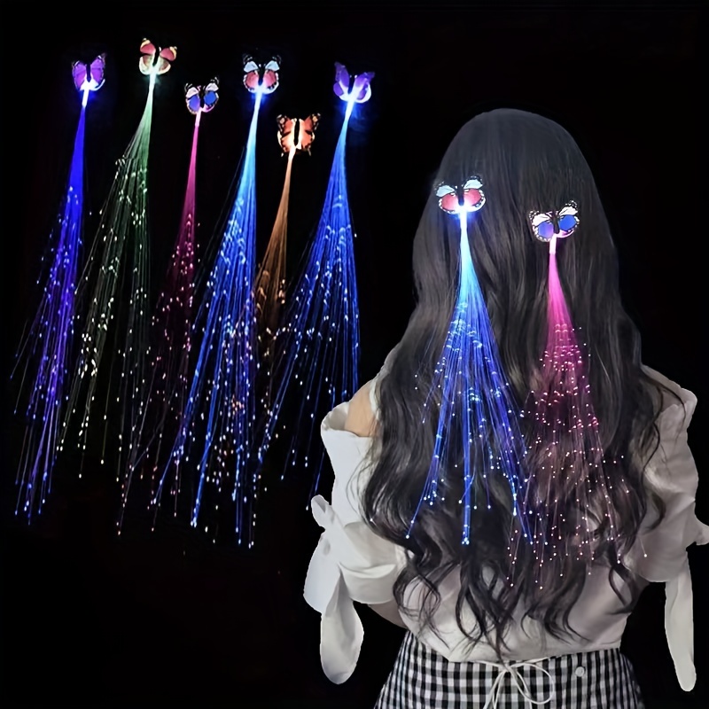 Colorful Butterfly Light Braids Led Wigs Glowing Flash Led Hair Braid Clip  Hairpin Decoration Light Up Christmas Hair Accessories, Glow In The Dark  Party Supplies - Temu Malaysia