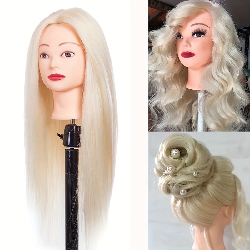 Mannequin Head With Hair And Stand, 65% Real Hair Mannequins To Practice  On, Doll Head For Hair Styling, Real Hair Mannequin Heads For Makeup