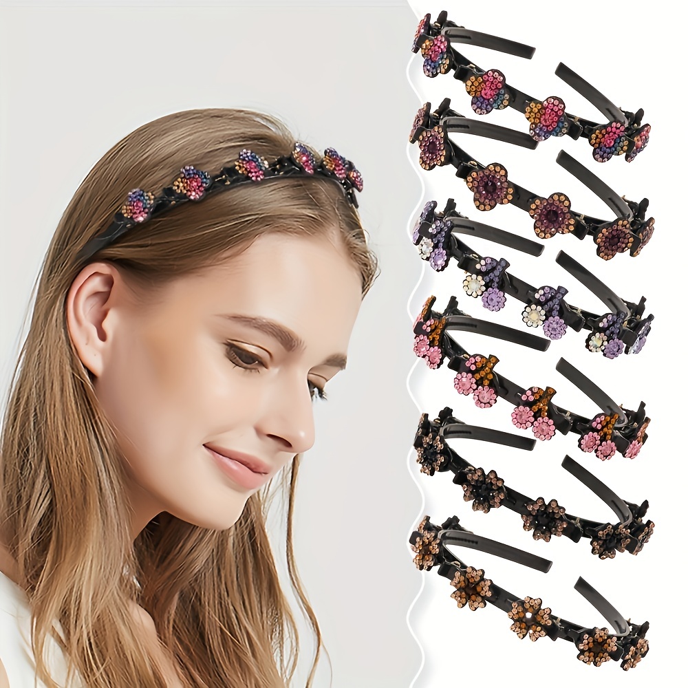 2pcs Women Girs Braided Fabric Headbands with Teeth Fashion Twrist