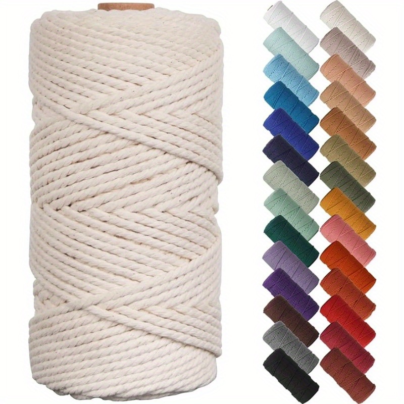 Cuerda de macramé de 0.118 in, hilo de algodón de 164 yardas, para  manualidades de tejer, tejer, juego de 3 cuerdas de macramé de colores de 4  hebras