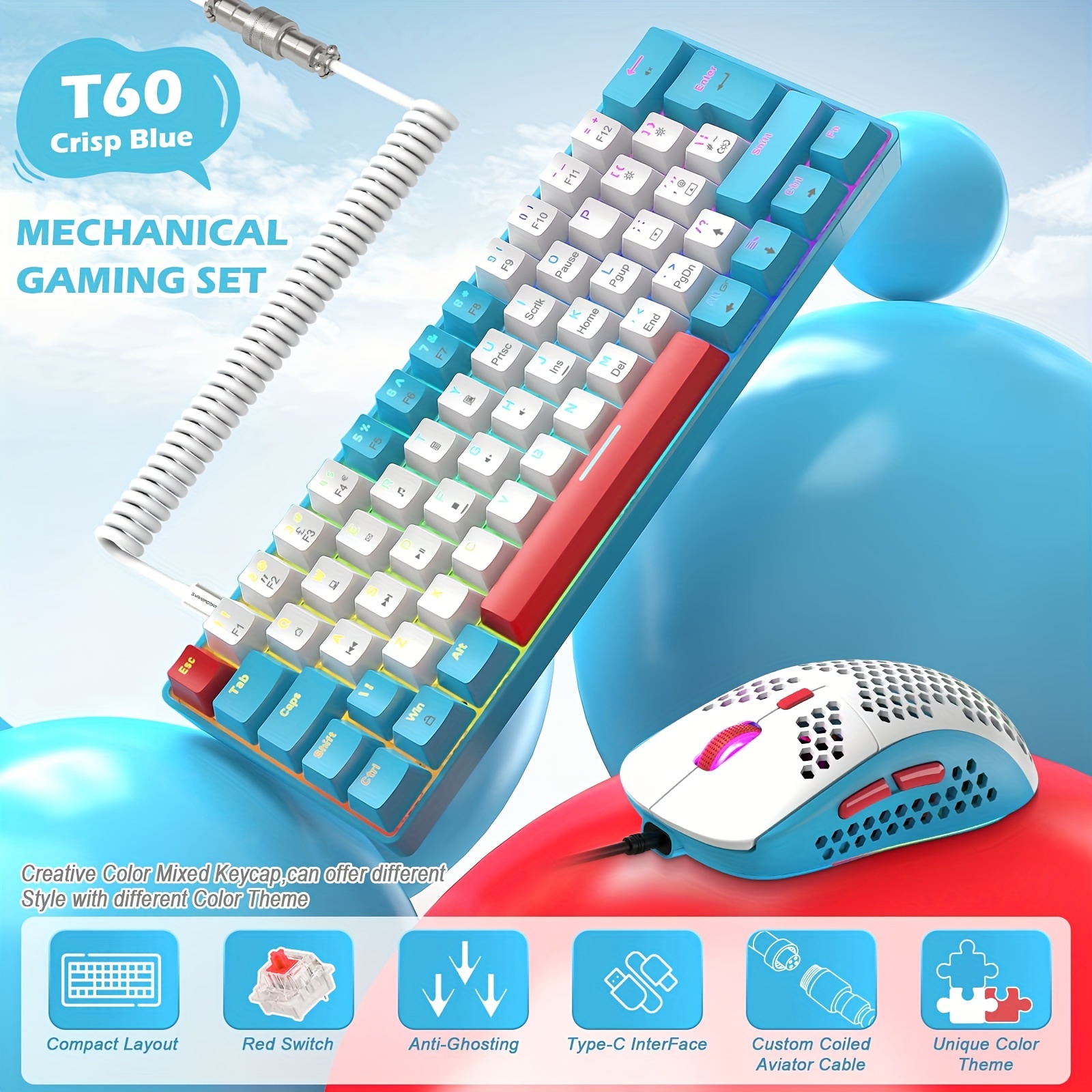 Teclado compacto 80% mecánico para juegos, teclado intercambiable en  caliente con diseño de 98 teclas y 114 teclas, teclado anti-fantasma para