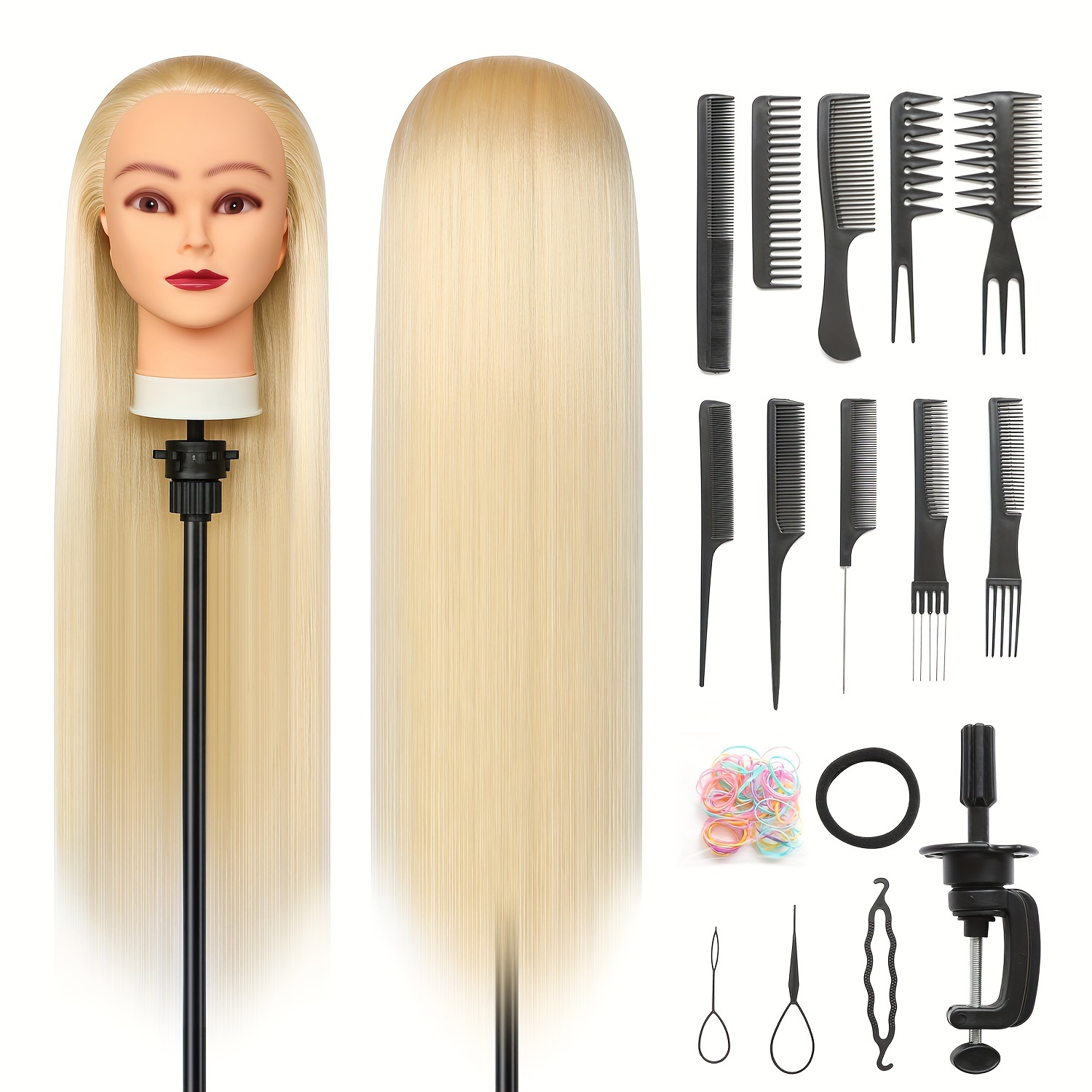  Mannequin Head with Hair,Hairdresser Training Head,Long Hair  Cosmetology Doll Head,Hair Styling Practice Head for Braiding (Beige) :  Beauty & Personal Care