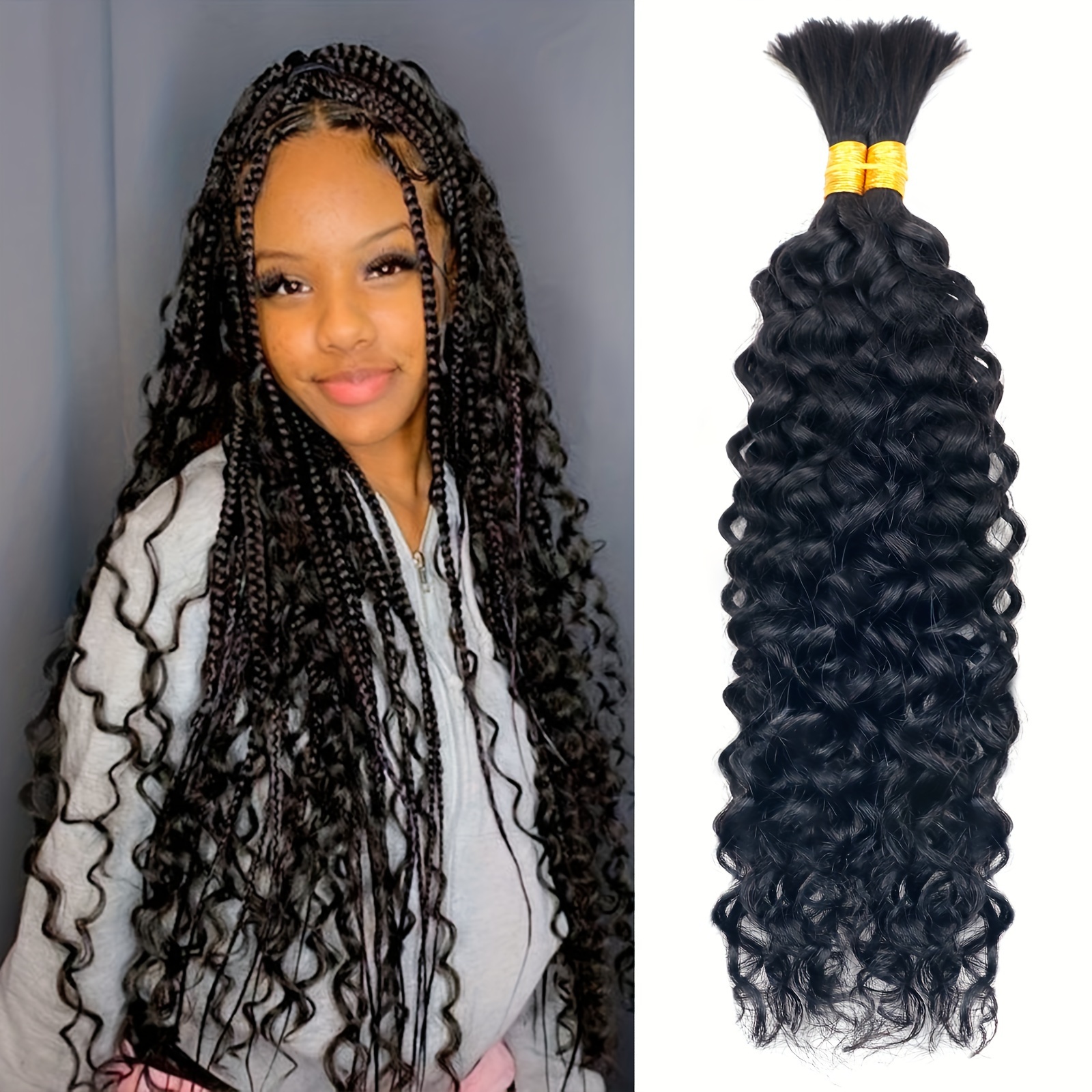 Bulk Hair for Braiding Human Hair Extensions Mongolian Remy Hair Afro Kinky  Curly No Weft Crochet Braids for Women 26inch 100g,Natural Black 1b