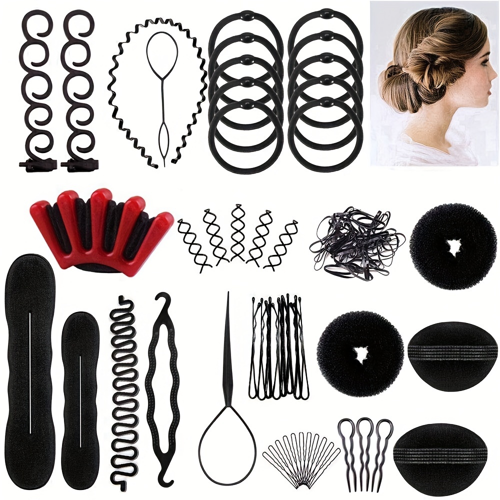 7 Pieces Automatic Hair Braider Set, Includes Electronic Hair Braiding Tool  Machine Braid Maker Hair Twister DIY Tool with Rat Tail Comb and Crocodile  Hair Clips for DIY Hair Styling (Black)