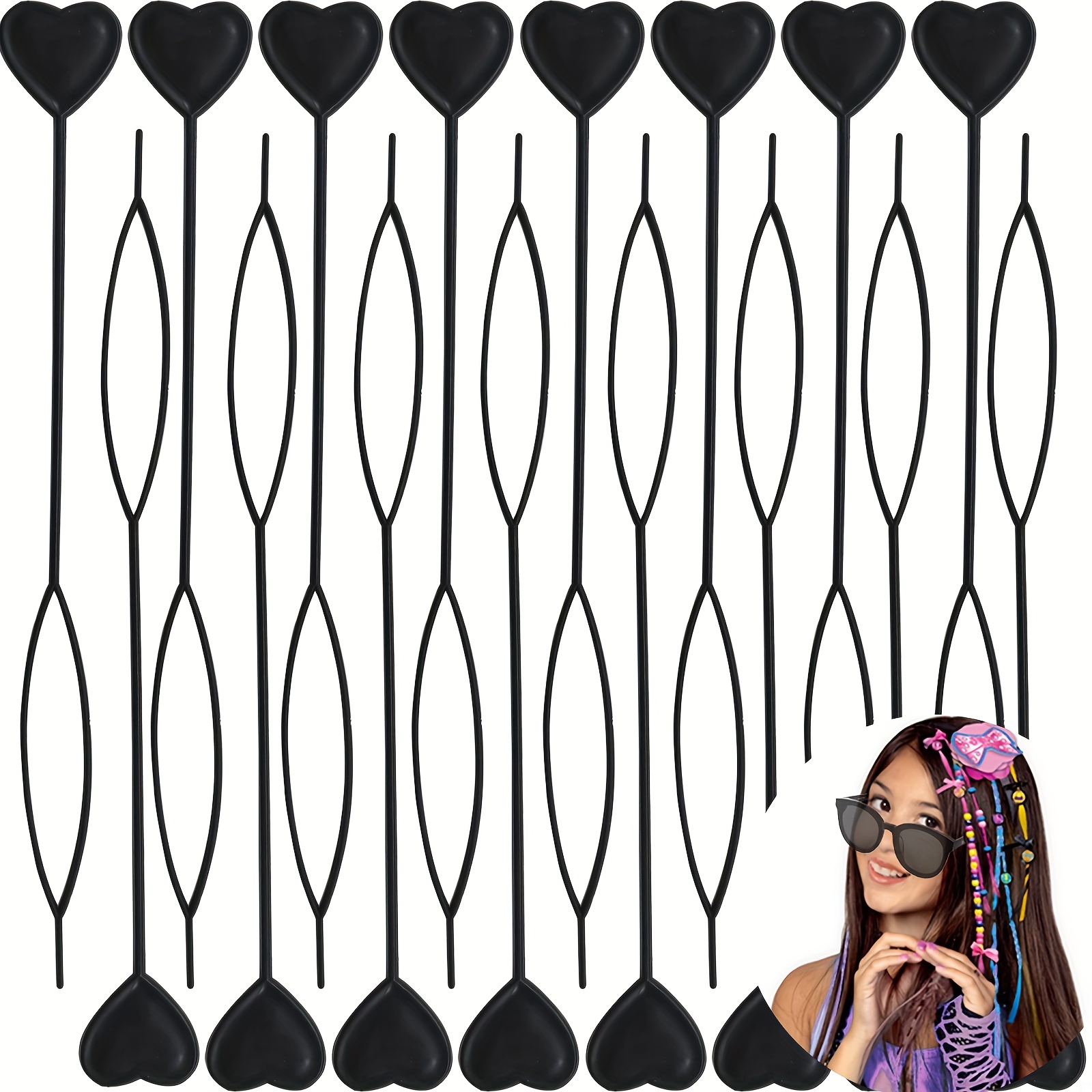 12pcs Quick Beader for Loading Beads on Hair Braids Beader Tool for Women Stringer Hair Topsy Tail Ponytail Maker,Temu