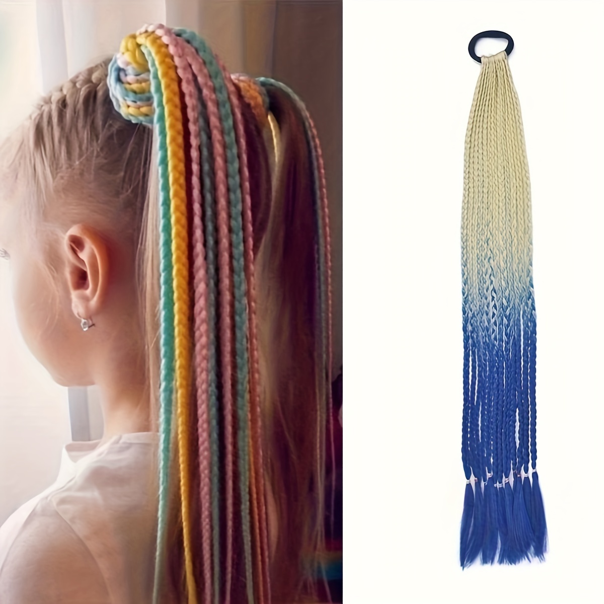  24 pcs Dreadlocks Headband braiding hair for kids rainbow hair  extensions for kids colored hair extensions for braiding kids braiding hair  to weave wrapping rope nylon child : Beauty 