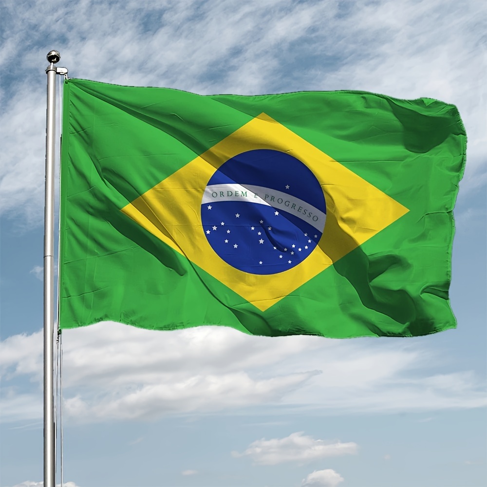 Bandera de Brasil, 90 x 150 cm, resistente : : Jardín