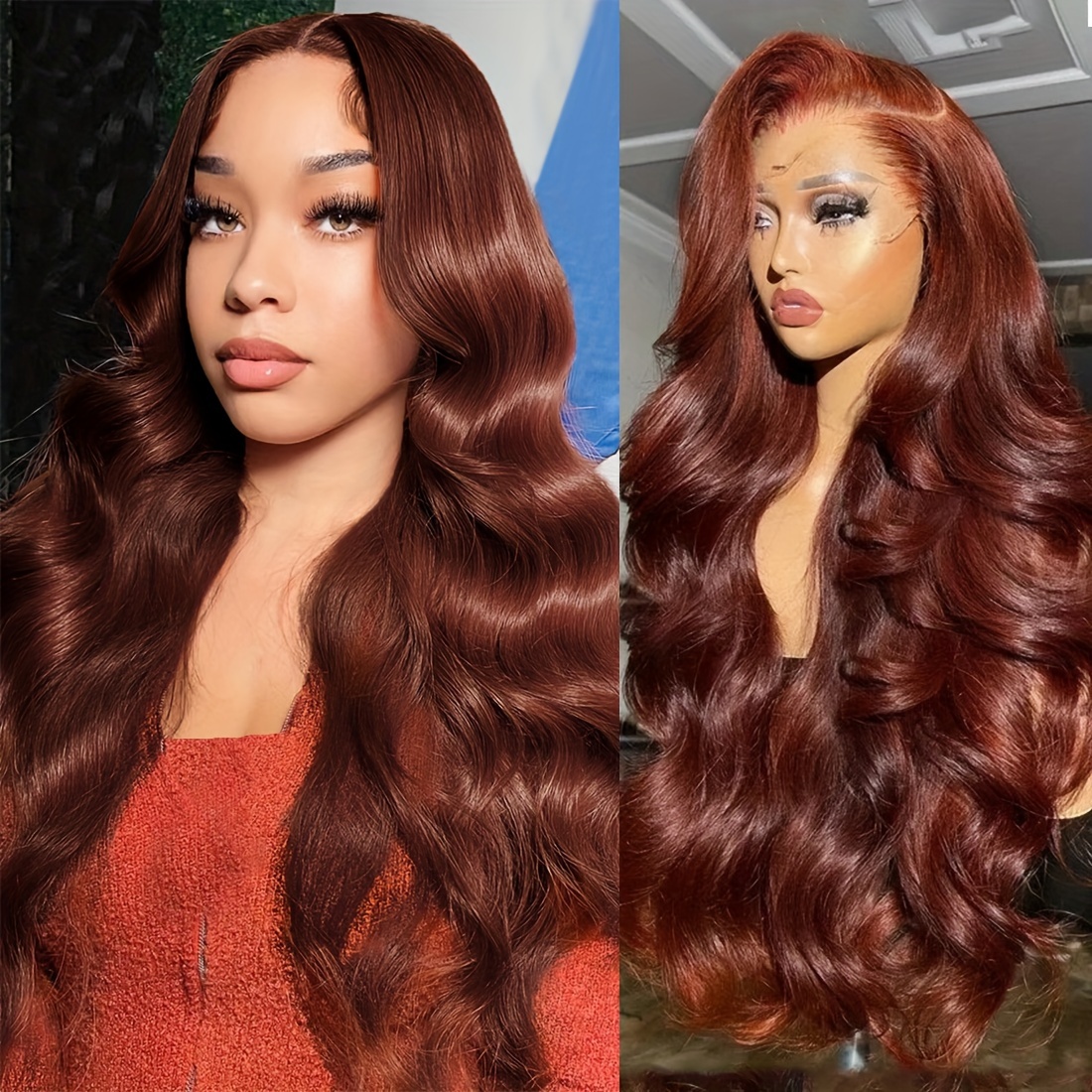 Reddish Brown Deep Wave Lace Front Wigs Human Hair 13x4 Hd - Temu