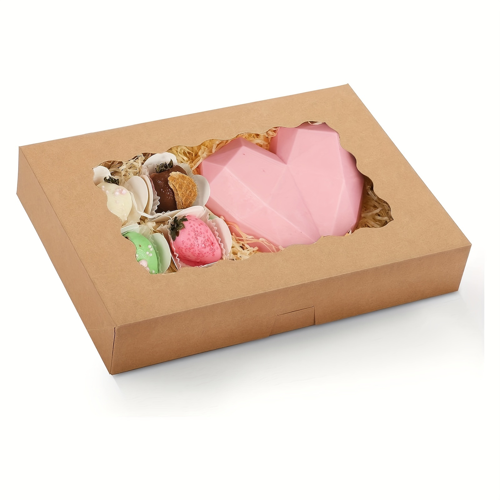 Paquete de 15 cajas de regalo transparentes de panadería a dos aguas con  cartón, caja de regalo para dulces para fiestas, pastelería, dulces,  postres