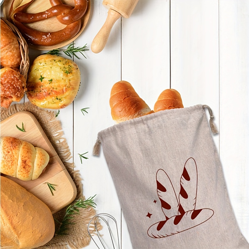 Sacchetti di pane di lino, sacchetto riutilizzabile con coulisse per  pagnotta, sacchetto di immagazzinaggio del pane artigianale fatto in casa,  sacchetti di pane di lino per Baguette