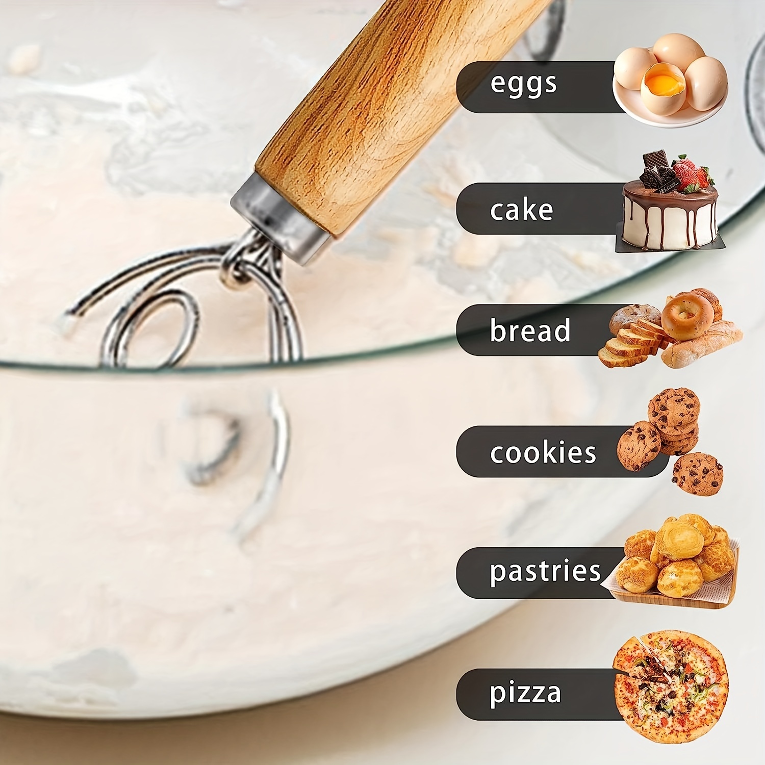 Stainless Steel Dough Whisk With Wooden Handle Bread - Temu