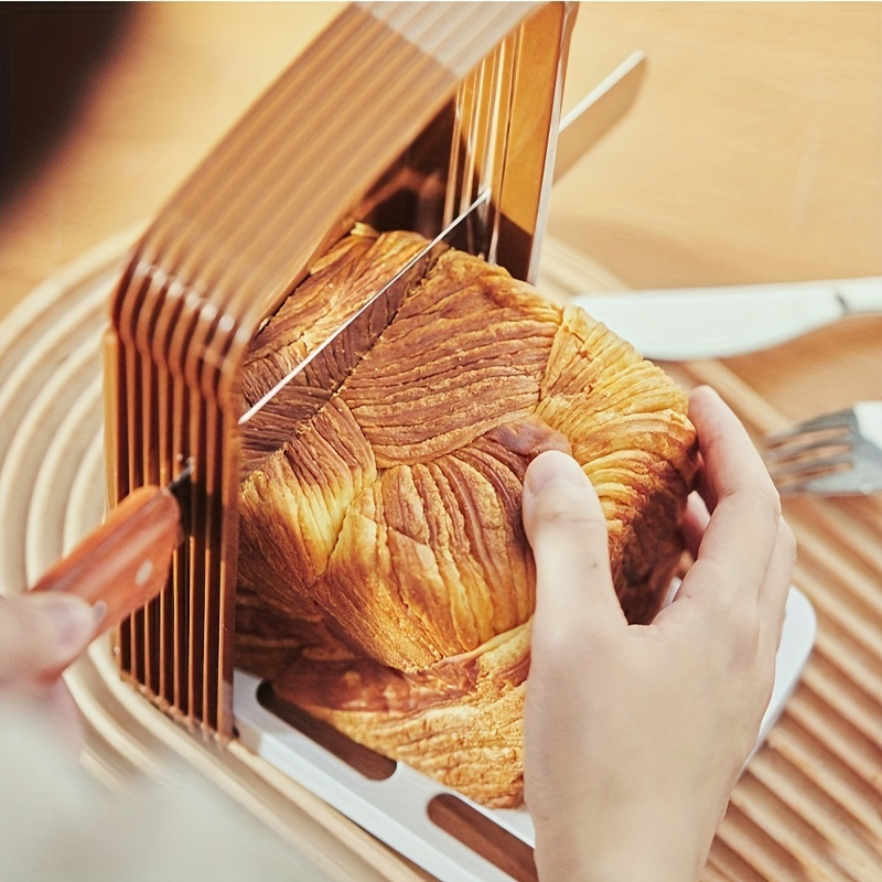  Cortador de pan para hornear pan, cortador de pan plegable,  guía compacta de rebanada de pan, 4 tamaños, máquina de pan de plástico,  accesorios de cocina para pan casero : Hogar