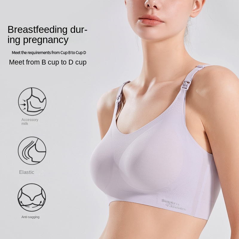 Maternity Bras, Thin Stretchy Comfy No Steel Ring Push Up Nursing Bra For  Breastfeeding - Temu