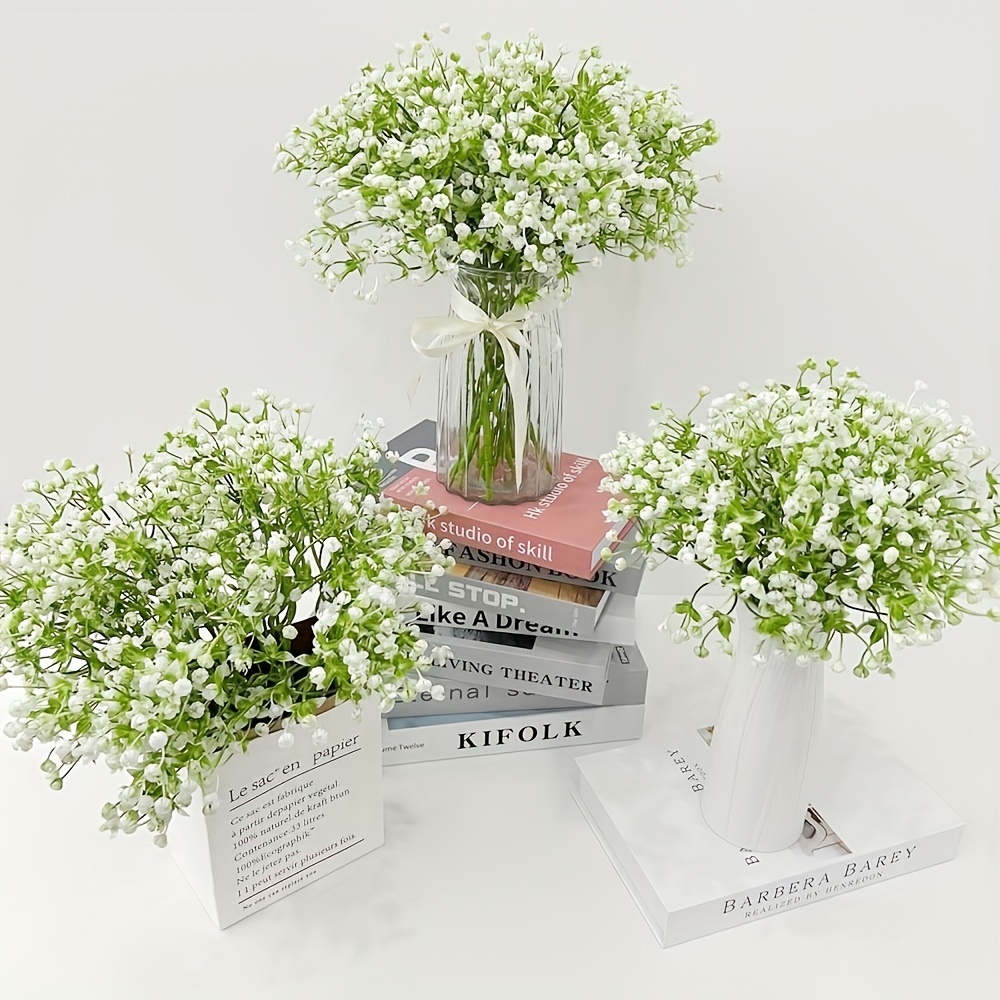 5pcs Artificial Baby Breath Flowers White Gypsophila Bouquets Real