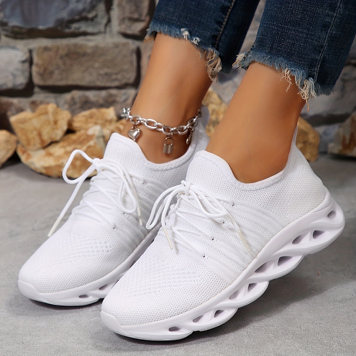 Womens White Running Shoes.