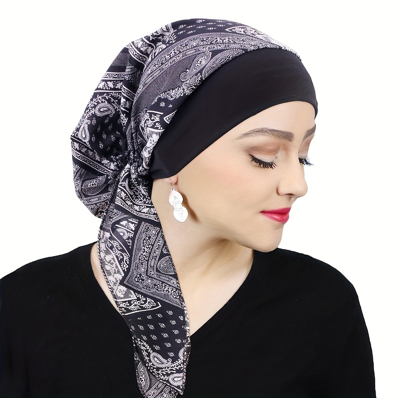 Cappello Turbante Cotone Elastico Tinta Unita Sciarpa Turbante Donna Hijab