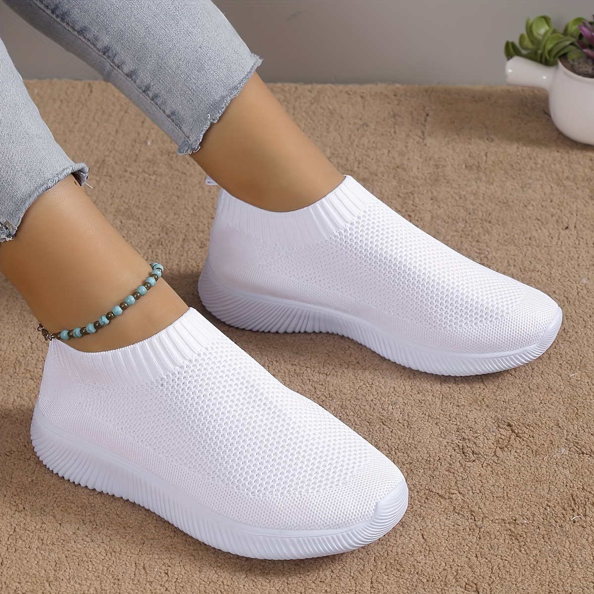 Women's Thick-soled Short Boots, Knitted Round Toe Socks Shoes - Temu