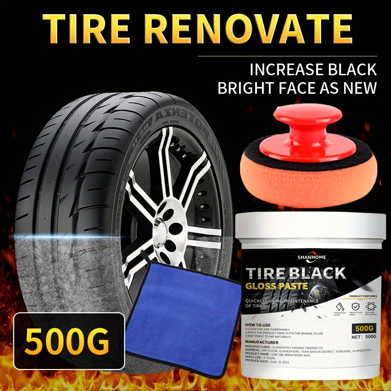 Car Tire Maintenance Black Brightening Agent Set Black, Bright, Waterproof,  Coating Sponge! - Temu