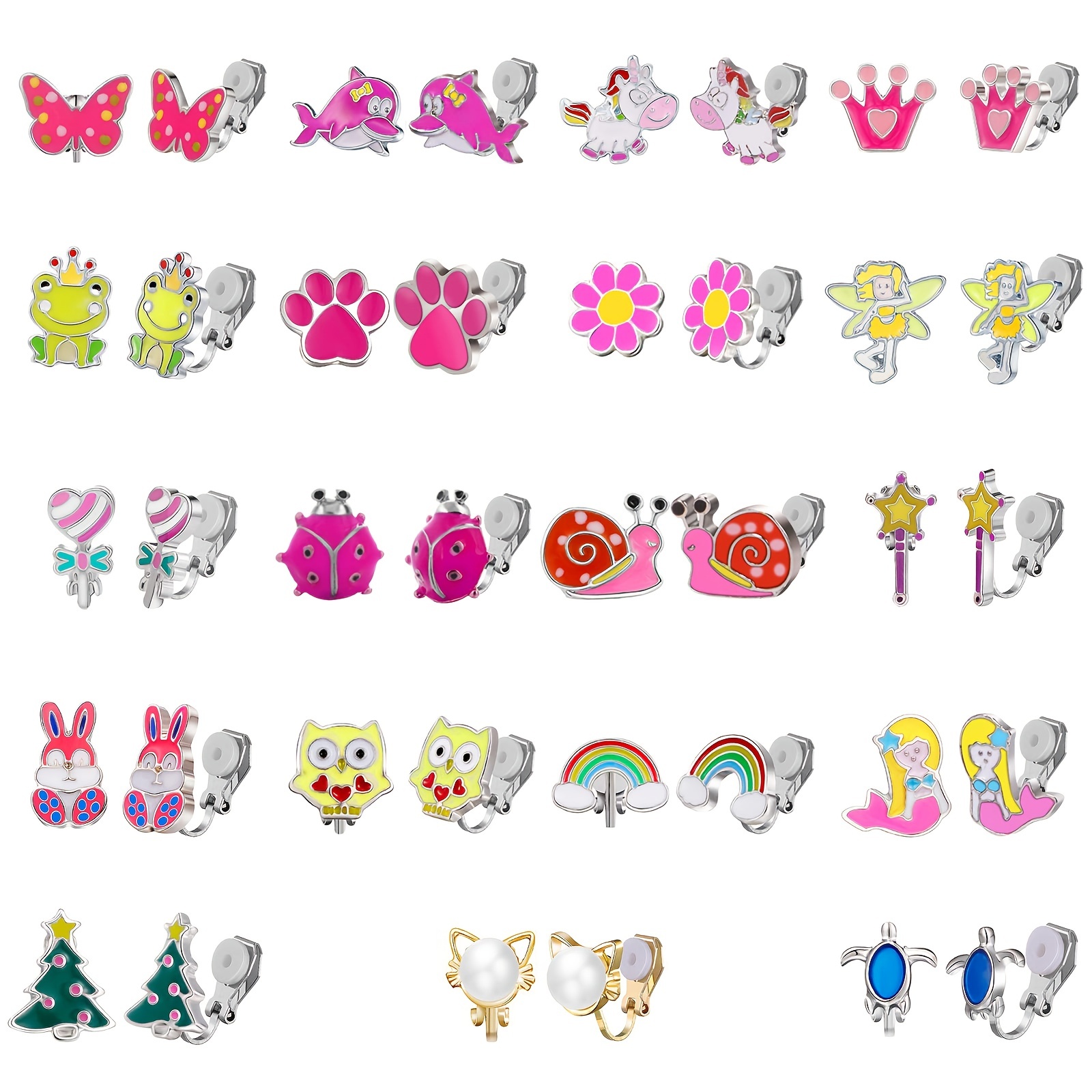 Disney Princess 24 Pairs sticker earrings with heart shaped and crown  shaped design