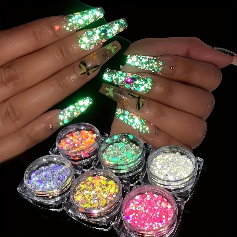 4Box 10ML Green Red Chunky Nail Glitter Bulk Sequin Christmas Decoration  DIY Manicure Accessories for Gel Nail Stylist Supplies
