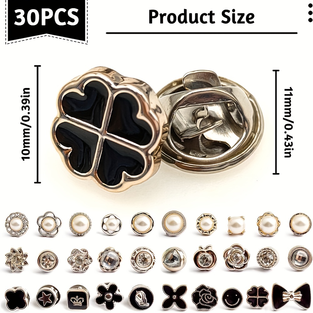 30PCS Zinc Alloy Shank Buttons with Mixed Bronze Flower Pattern Engraved  for Variety of Sewing, Knitting, Crochet, Card Making