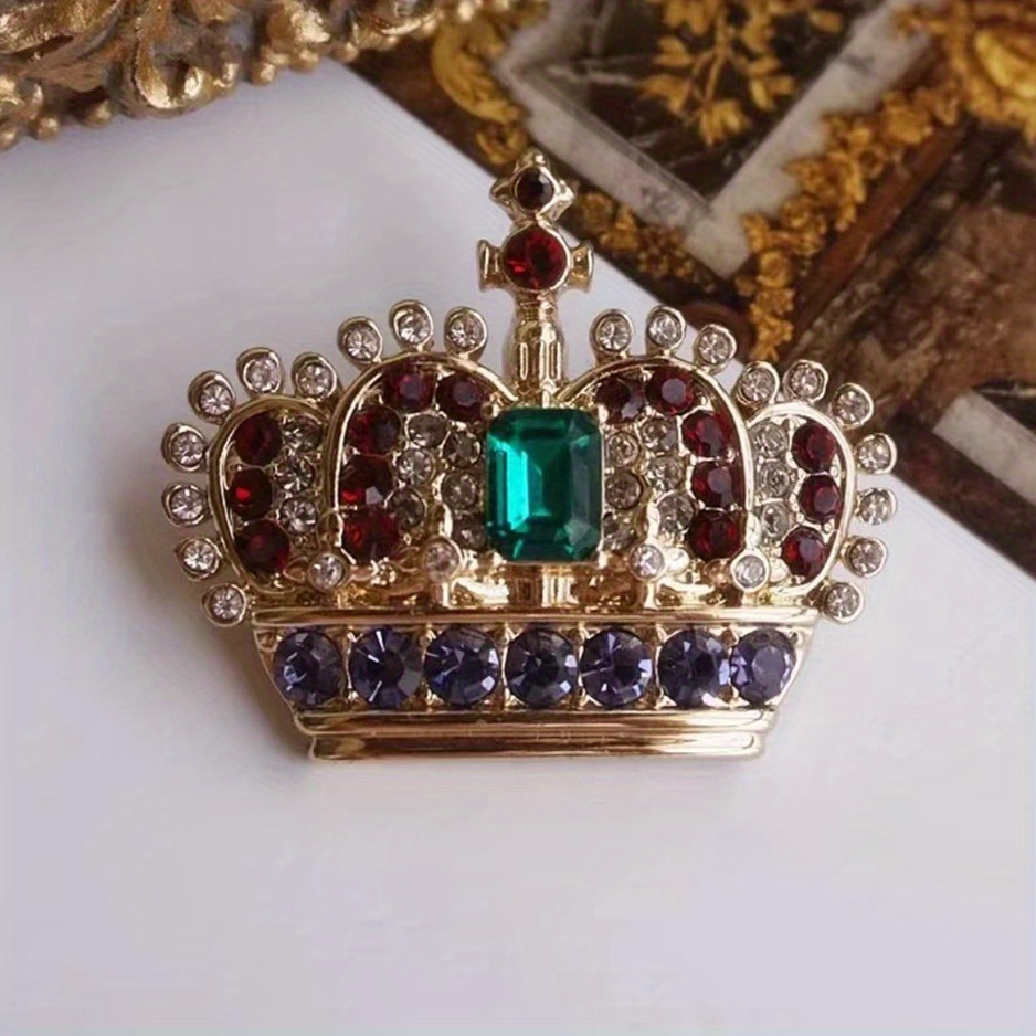 Hot Sparking Rhinestone Inlaid Crown Brooches For Women - Temu