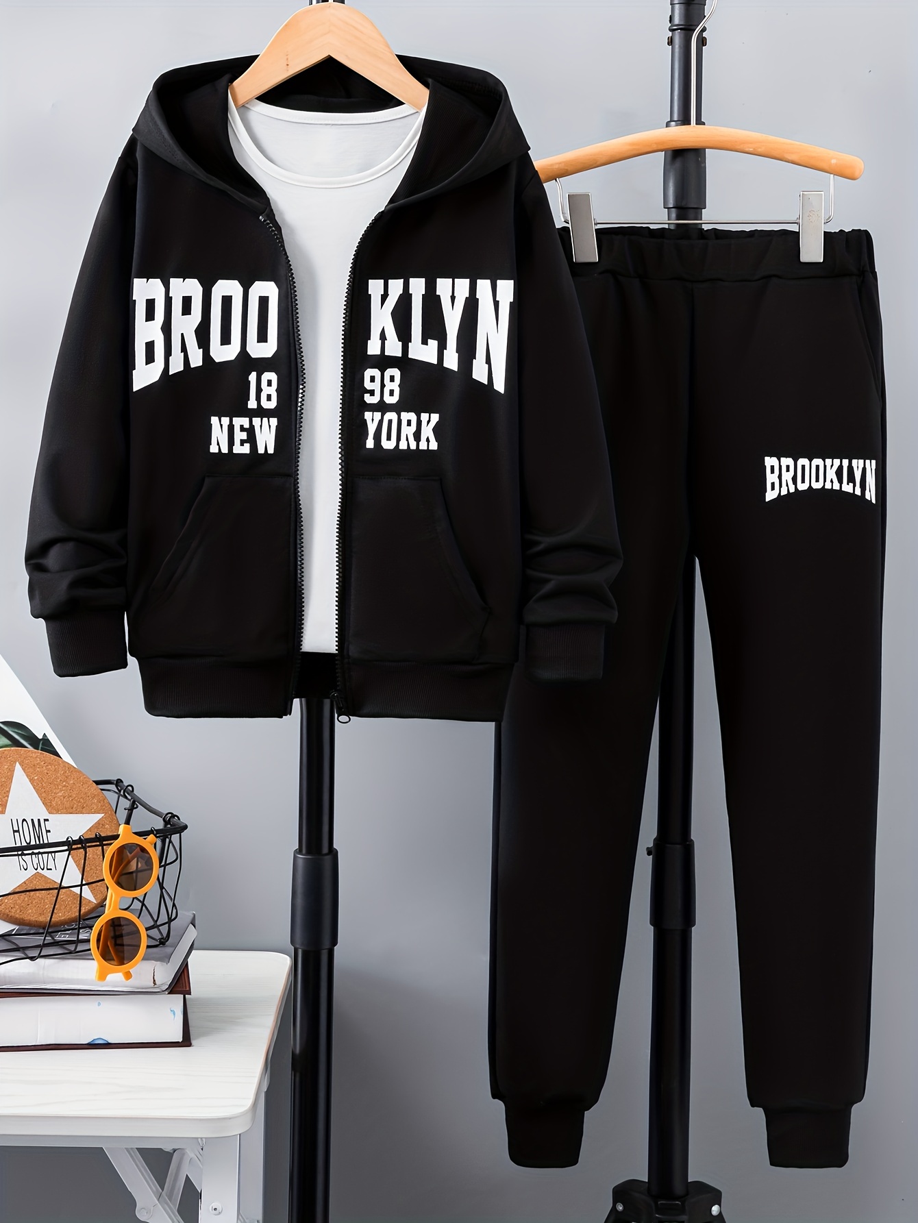 Conjunto De Duas Peças Com Estampa De Letras Do Brooklyn, Moletom