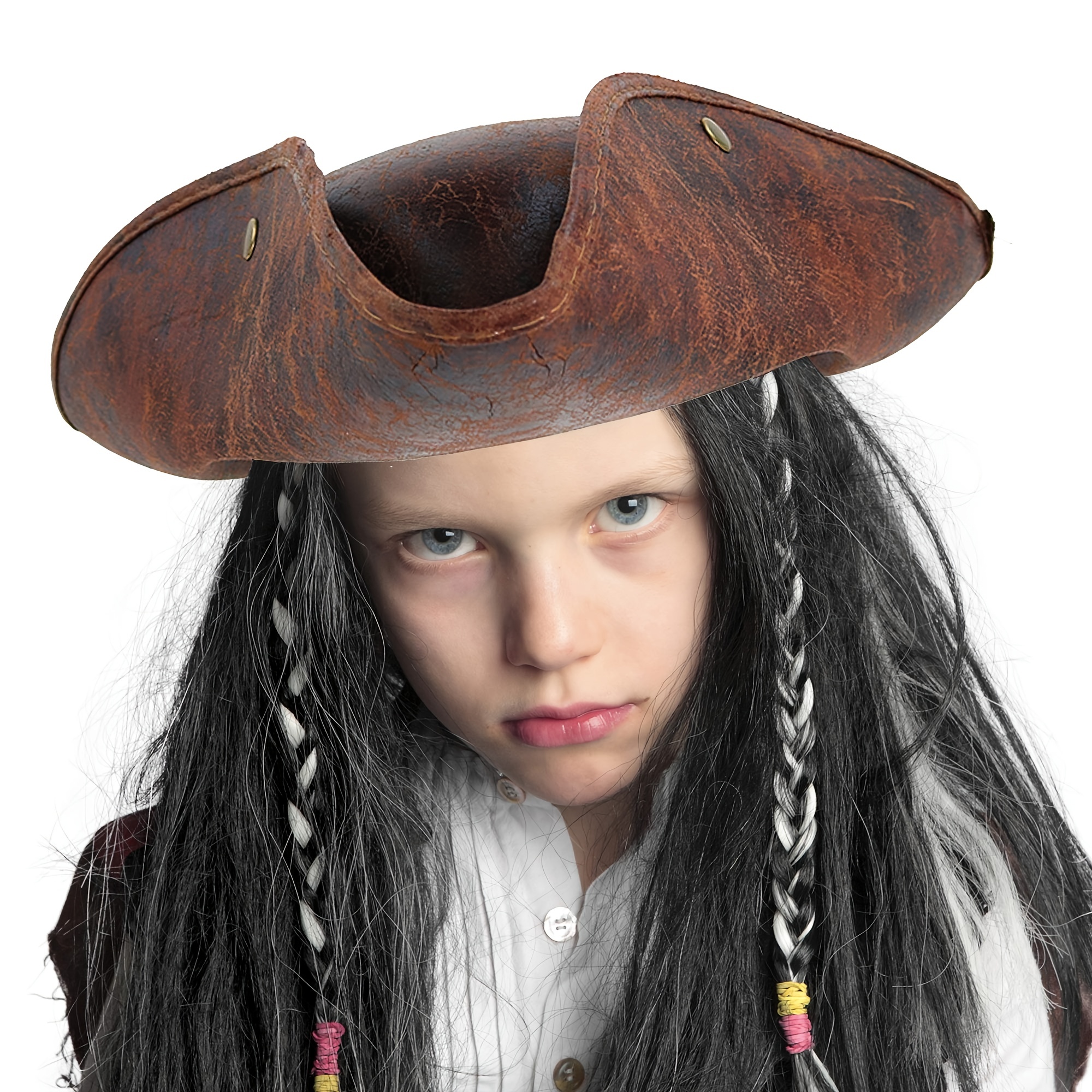9 piezas de accesorios para disfraz de capitán pirata, incluye 3 piezas de  sombrero de pirata con estampado de calavera, gorra de disfraz de capitán