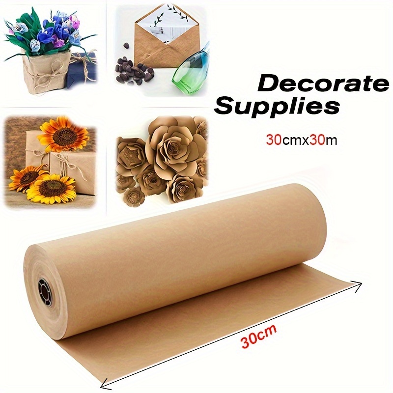 30m Kraft Wrapping Paper Roll Smooth Brown Recycled Paper For Kids