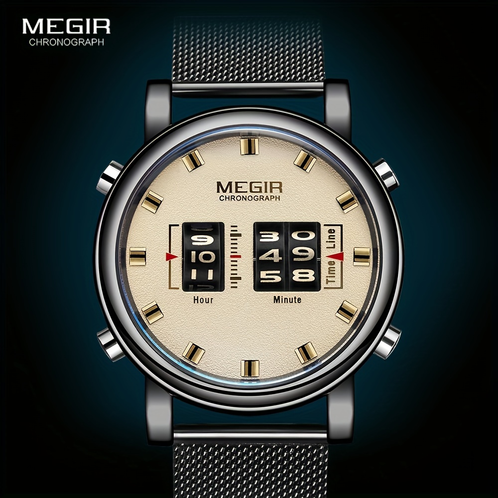 MEGIR Brand Watches Men Military Sport Brown Leather Quartz Wrist Watch Luxury Drum Roller Relogio Masculino 2137 Ideal choice for Gifts