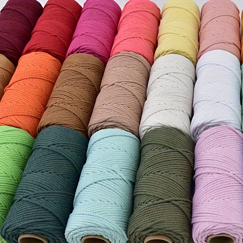 Cuerda de macramé, cuerda de algodón 100% natural de 0.118 in x 328 yardas,  4 hebras trenzadas de macramé, cuerda de algodón para manualidades, tejer