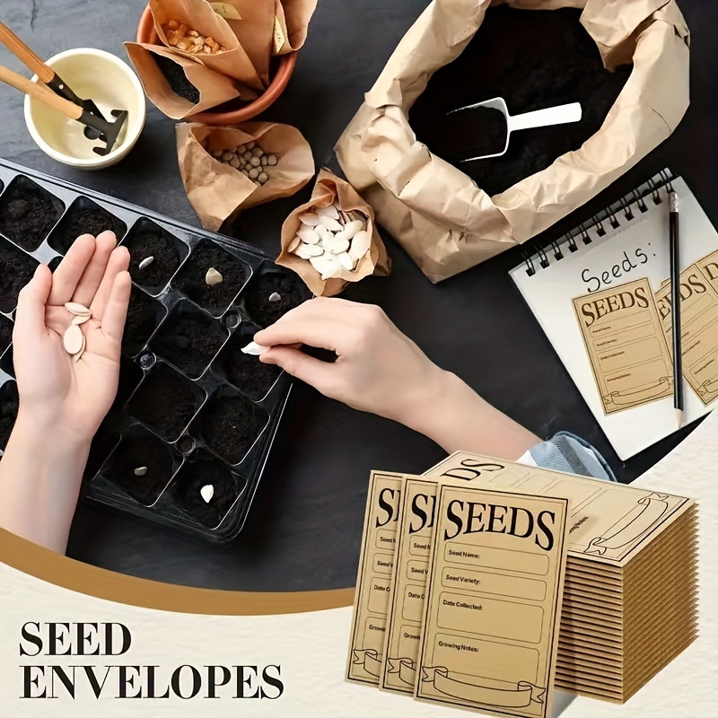  100Pcs Seed Packets Envelopes, Resealable Self Sealing Seed  Storage Organizers Seed Saving Envelopes, Garden Seed Pocket Bags  Organization Binder Seed Saver Pockets Seed Storage Envelope for Vegetable  : Office Products