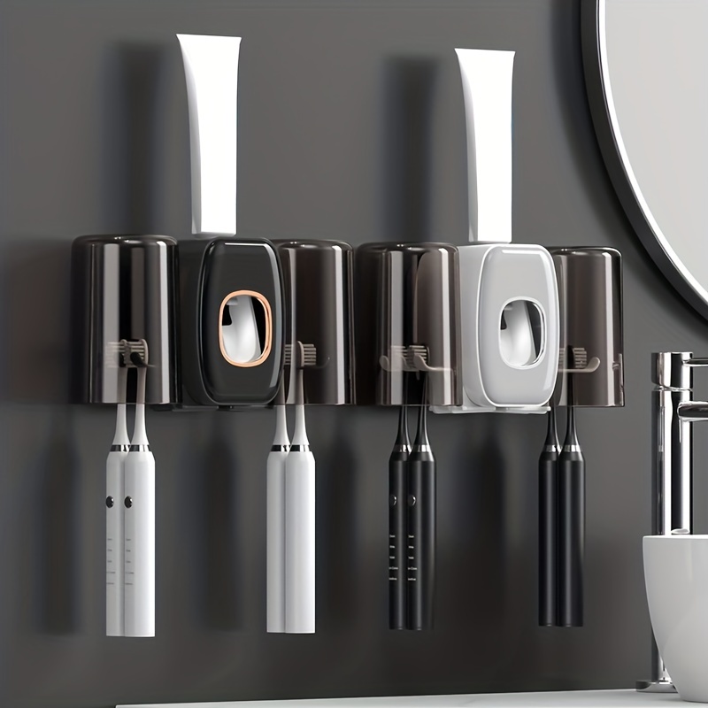 Acquista Set di accessori per il bagno Porta spazzolino Dispenser  automatico di dentifricio Montaggio a parete Spremi dentifricio  Organizzatore per rack di stoccaggio
