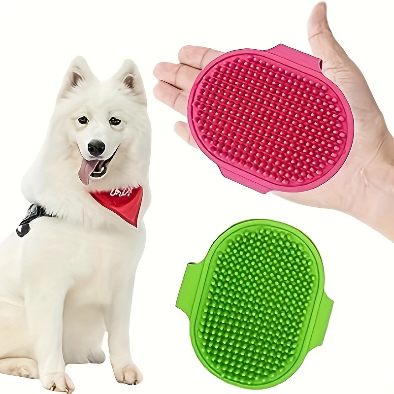 2 Pcs Dog Grooming Brush, Pet Shampoo Brush Dog Bath Grooming Shedding Brush  Soothing Massage Rubber Comb With Adjustable Strap For Short Long Haired