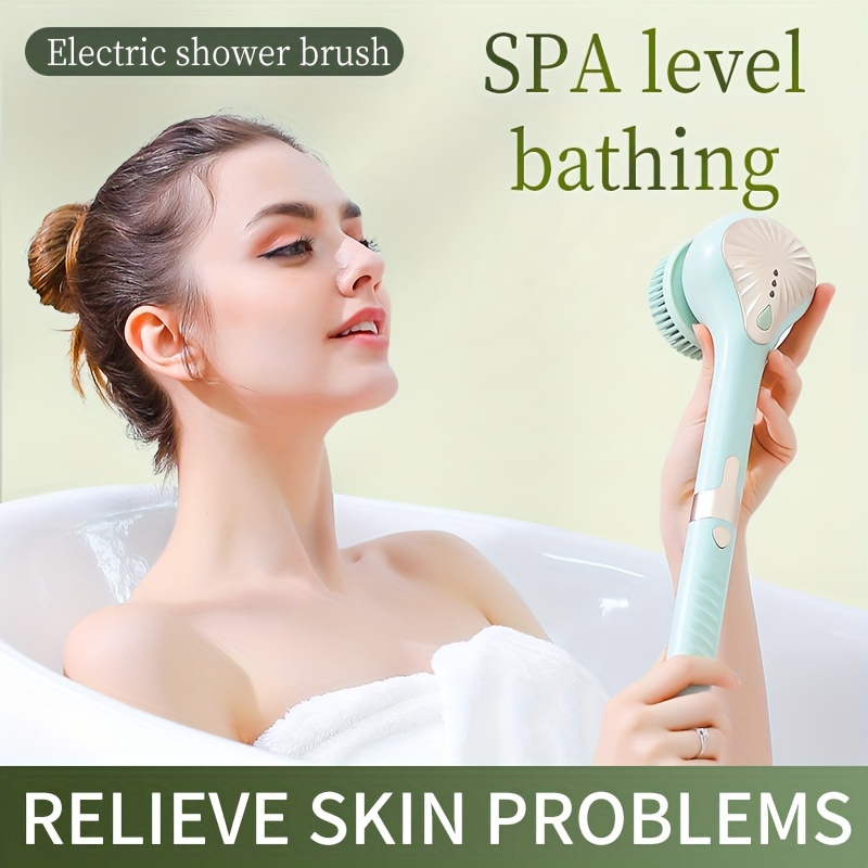 Scrub Bath Brush Exfoliating Bath Shower Brush with Soap Dispenser- Long  Handle Rub Bath Brush Can Filled with Liquid Bath Shower Deep